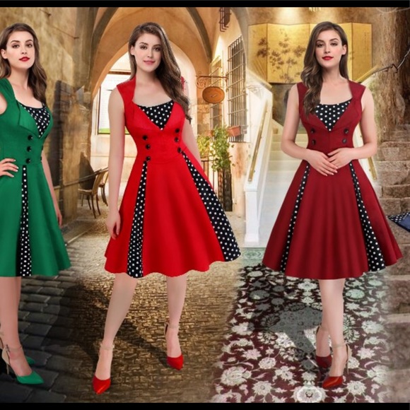 🎁NEW REDUCED Polka Dot Vintage type Party Dress - Picture 2 of 6